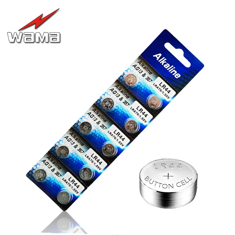 40x Wama AG13 Щелочная монетная батареи 357A LR44 LRA76 L1154 1 55 V кнопочный элемент Батарея для