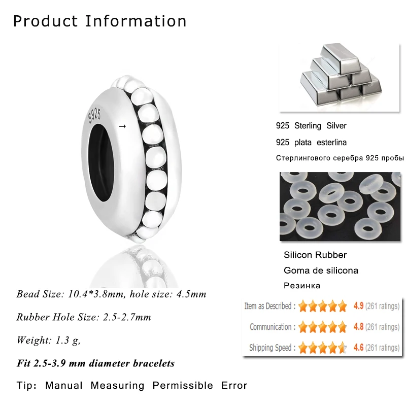 Бусины из серебра 925 пробы для изготовления ювелирных изделий своими руками|stopper