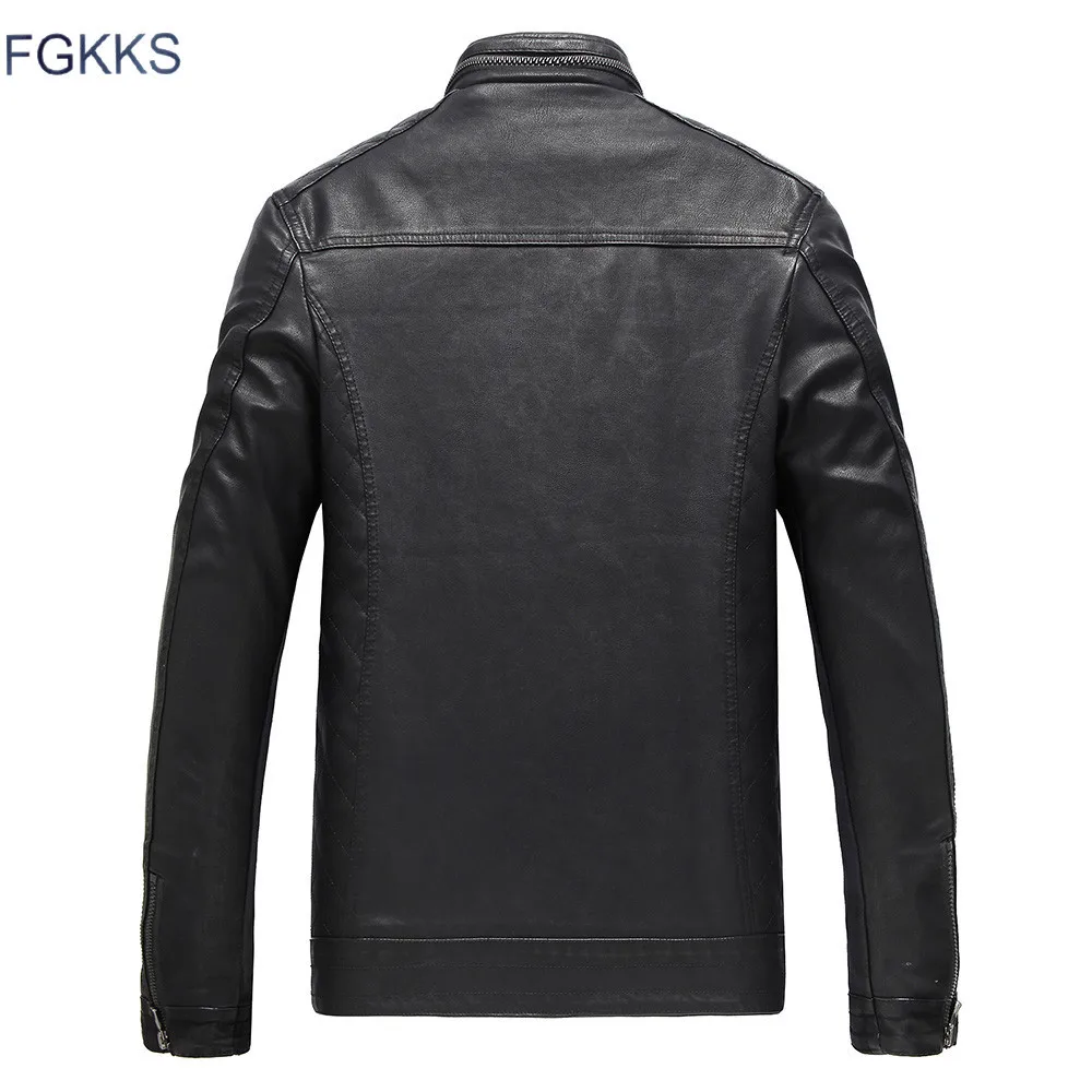 FGKKS мужская кожаная куртка Осень зима повседневная для мотоцикла|men brand leather jacket|men