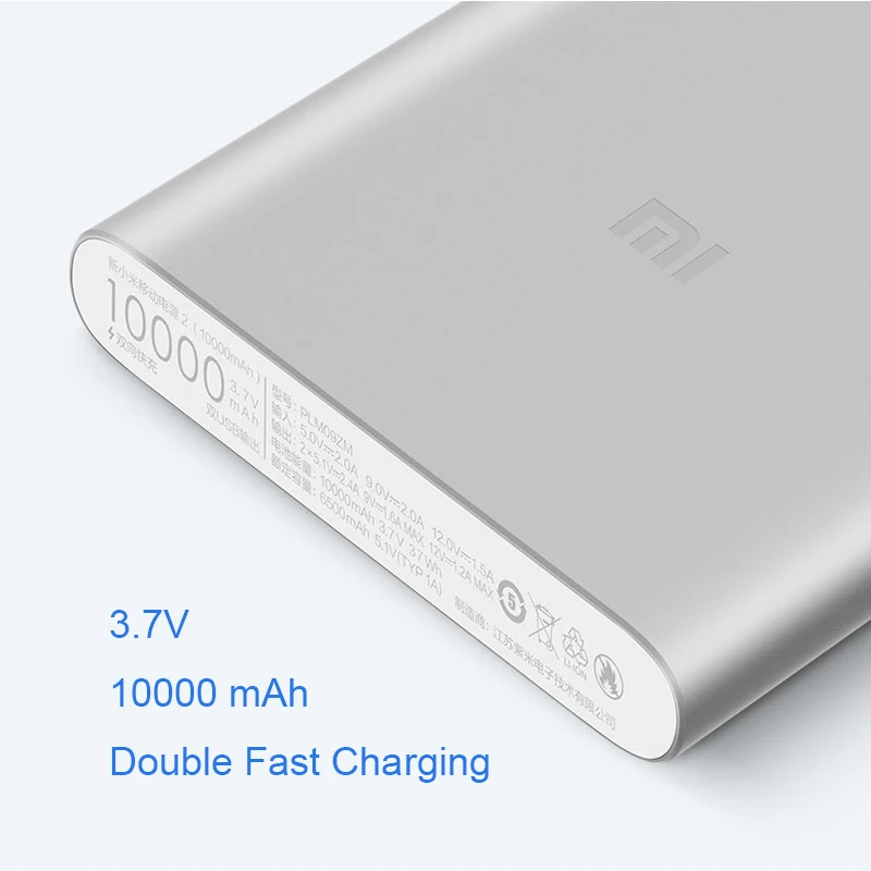 Xiaomi Быстрая зарядка 10000 мАч power Bank 2i супер-тонкая батарея банк двойной USB выход 18 Вт