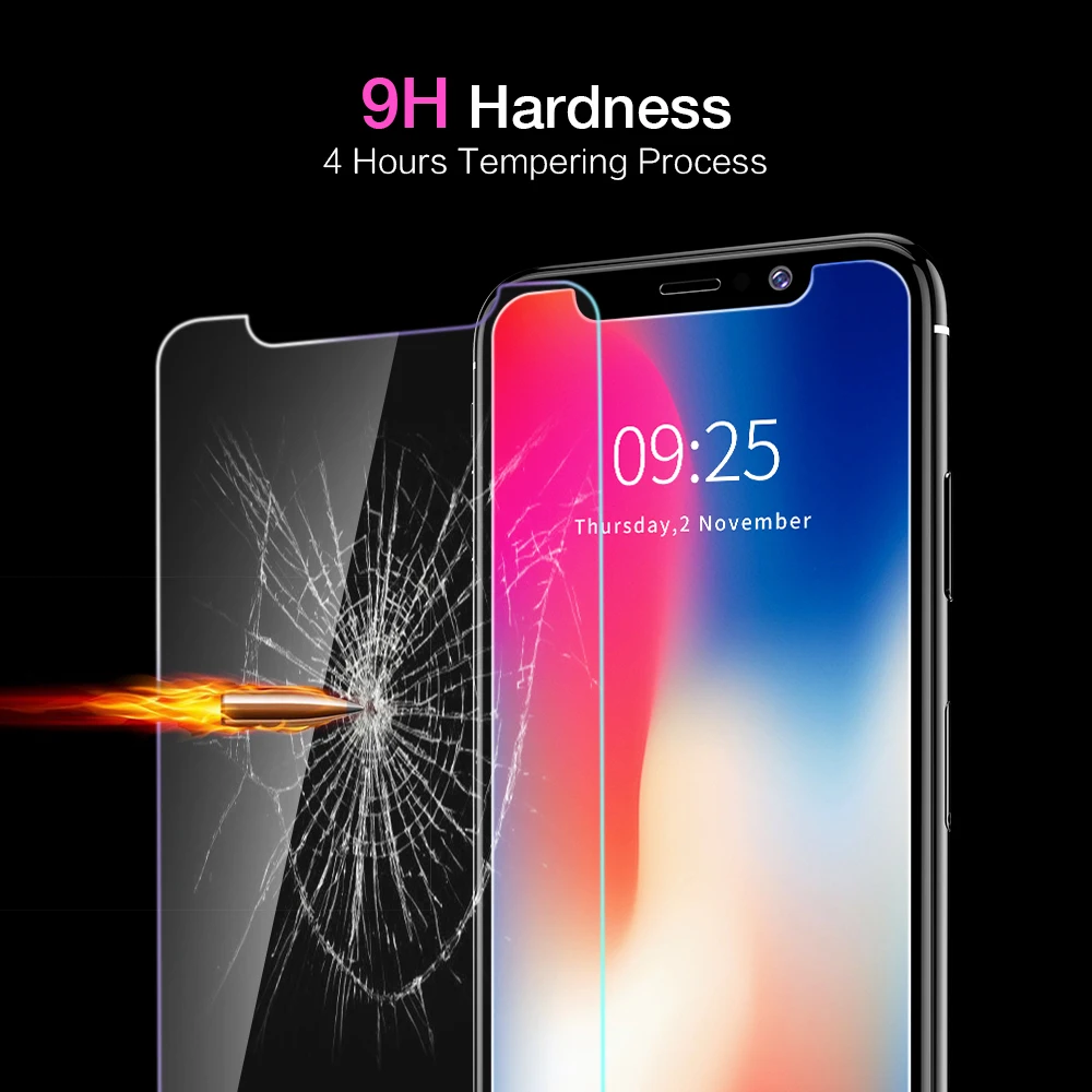 FLOVEME 9H закаленное стекло Защитная пленка для iPhone X XS защиты экрана полное покрытие