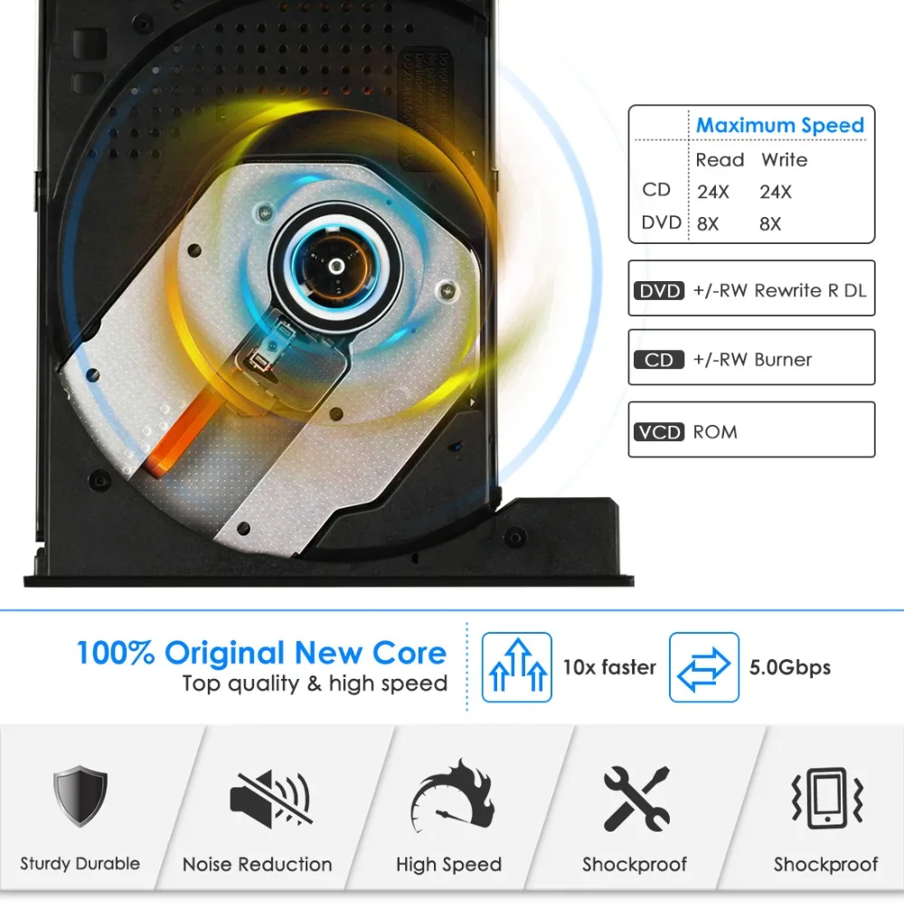 Leelbox 2019 внешний комбинированный оптический привод DVD/CD плеер Компьютер ПК Burner