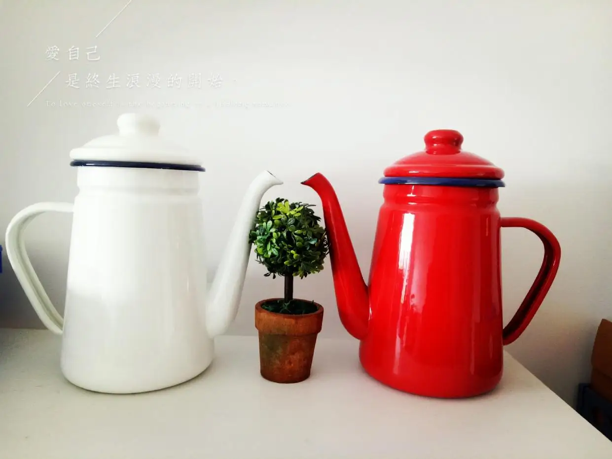 1.1L Enamel Coffee Pot Hand Tea Kettle Induction Cooker Gas Stove Universal | Дом и сад