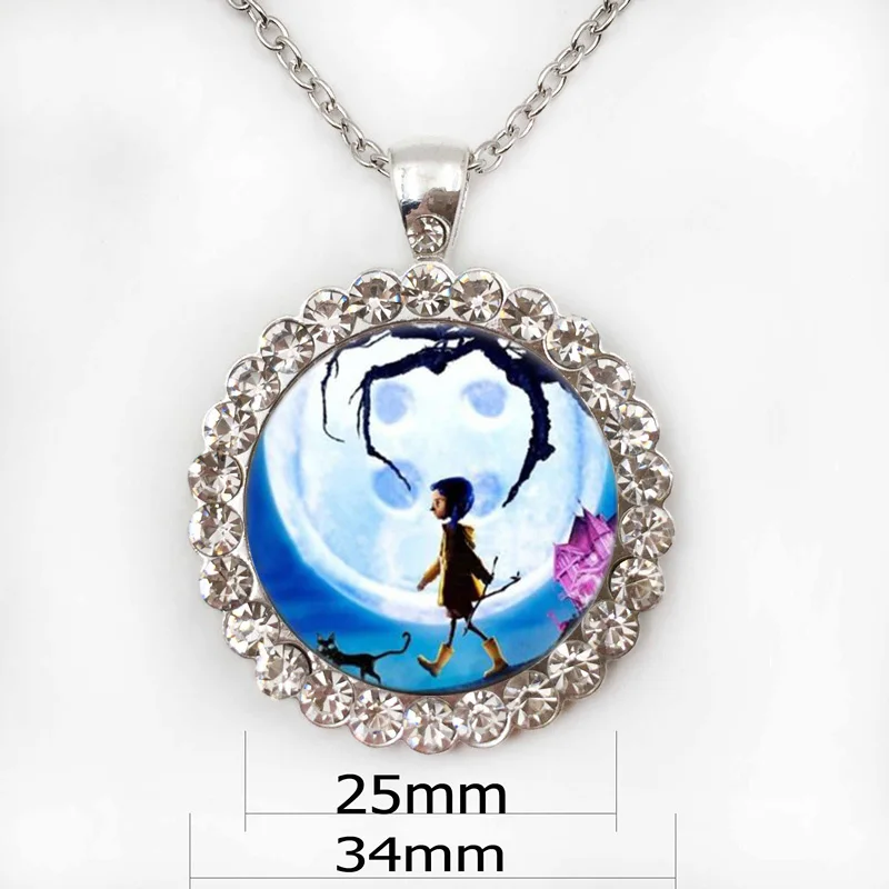 19Necklace25mm Кораллиновый кабошон с фото стекло тибетская серебряная цепь кулон ожерелье HZ1 - Окраска металла: 19Necklace25mm