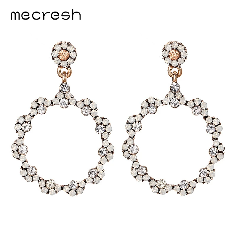 Mecresh корейская мода Круглый Круг прозрачный черный кристалл женские серьги