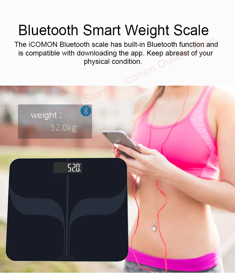 ICOMON весы для тела, напольные умные весы для ванной с Bluetooth, бытовые человеческие весы mi, ЖК-весы, инструмент для снижения веса