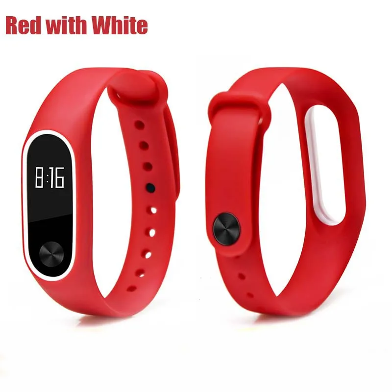 Цветной браслет mi Band 2, силиконовый ремешок, двойной цветной сменный ремешок для часов, ремешок для Xiaomi mi, 2 браслета - Цвет: Red white