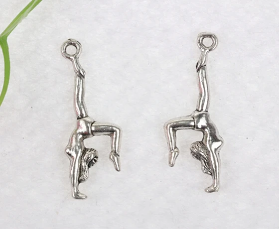 Винтажная серебряная подвеска в виде гимнастки для изготовления ювелирных