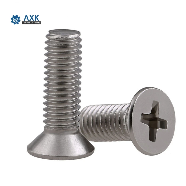 Head Screw Axk 304 Stainless Steel M5*(6/8/10/12/14/16/20/25/30~65 Mm 50pcs Machine Phillips Gb819 M5 Flat High Quality Service - купить по