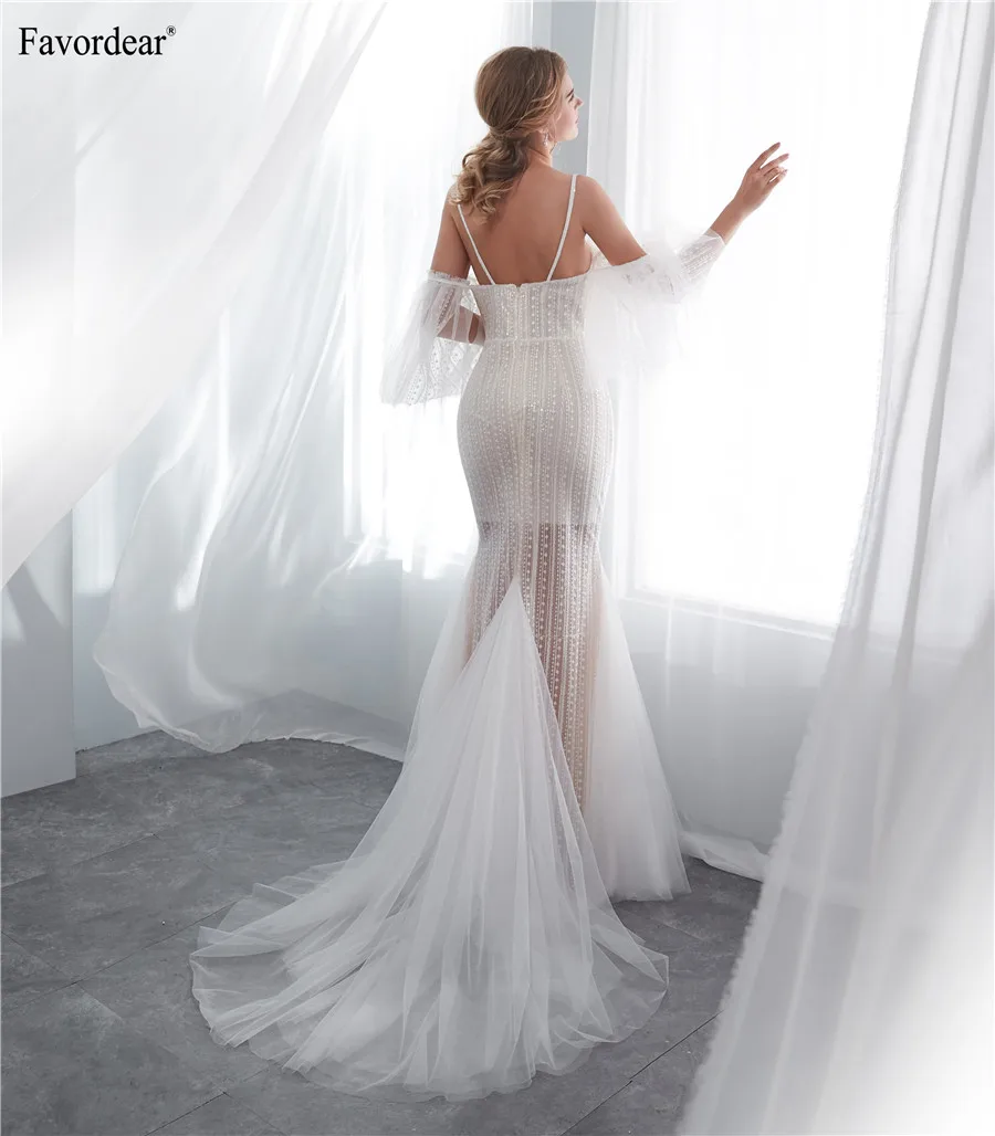 Favordear 2019 Vestido De Noiva отвесные Длинные свадебные платья цвета слоновой кости