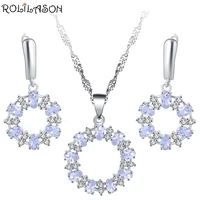 rolilason white oval crystal set earrings necklace pendant simple style valentines day gift js796
