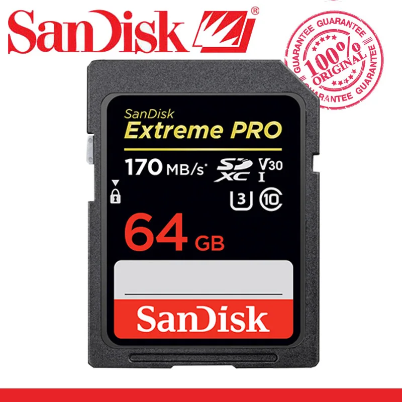 100% Оригинальный SanDisk 64 Гб Extreme PRO SDHC SDXC UHS I высокоскоростная карта памяти C10 SD