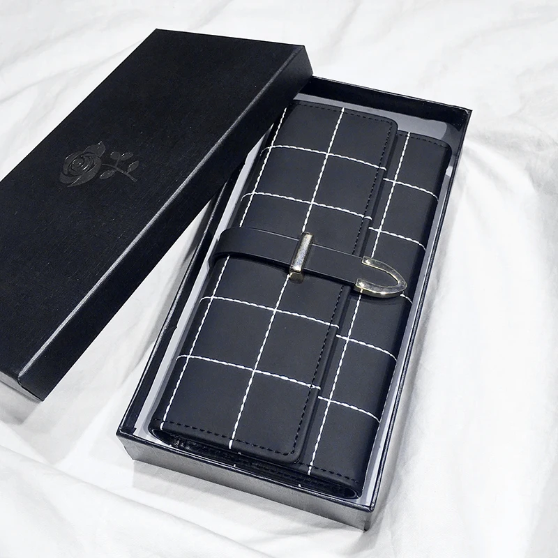 Женские кошельки длинный кошелек в клетку из искусственной кожи модный с