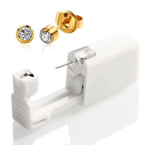 4mm Gold Clear SWANJO 1 шт. пистолет для пирсинг для уха Одноразовые Стерильные ухо Прибор Для Пирсинга Хряща трагус Спираль пирсинг пистолет инструменты комплект серьги-гвоздики - Окраска металла: 4mm Gold Clear