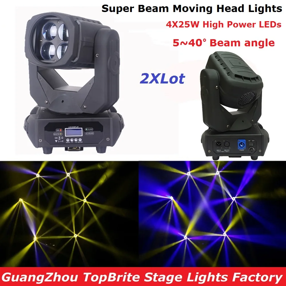 

Горячая Распродажа 2 шт. 4x25 Вт Светодиодная подвижная головсветильник супер луч свет белый Tianxin светодиодный ЖК-дисплей запираемый Neutrik Power ...