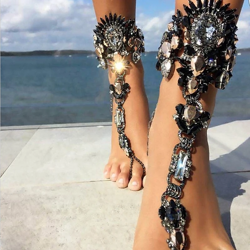 Vodeshanliwen женские свадебные сандалии до щиколотки пляжные украшения для ног