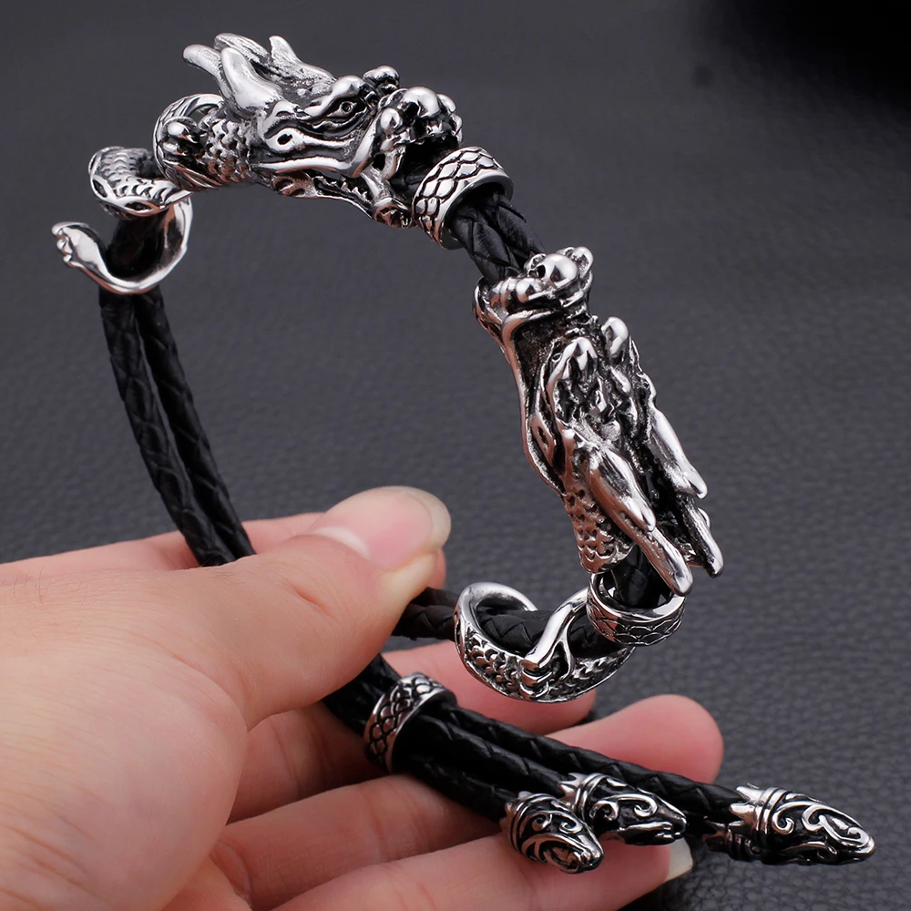 Классические плетеные бриллиантовые мужские браслеты из нержавеющей стали с