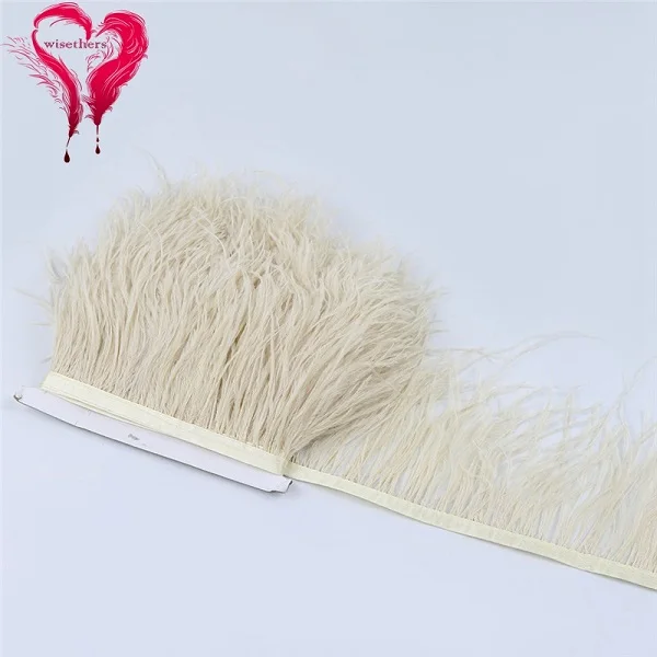 Light Beige 50 цветов 1 метр Ширина 10-15 см Прекрасный пуховый пушистый окрашенные красочные страусиные перья атласная ленточная отделка бахромы украшения одежды - Цвет: Light Beige
