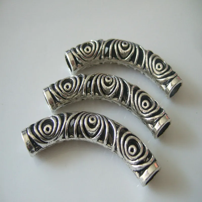 

20Pcs Antique Silver Color Swirl Tube 5mm Hole For Bracelet Necklace Jewelry Findings