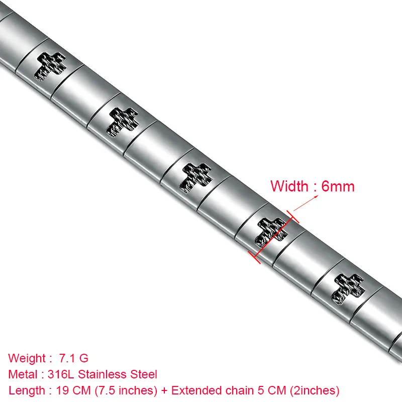 Bracelet Silver 6MM Модное ожерелье с крестом из нержавеющей стали для женщин золотого/серебряного цвета, Массивное колье-ошейник, массивное ювелирное изделие, подарок - Окраска металла: Bracelet Silver 6MM