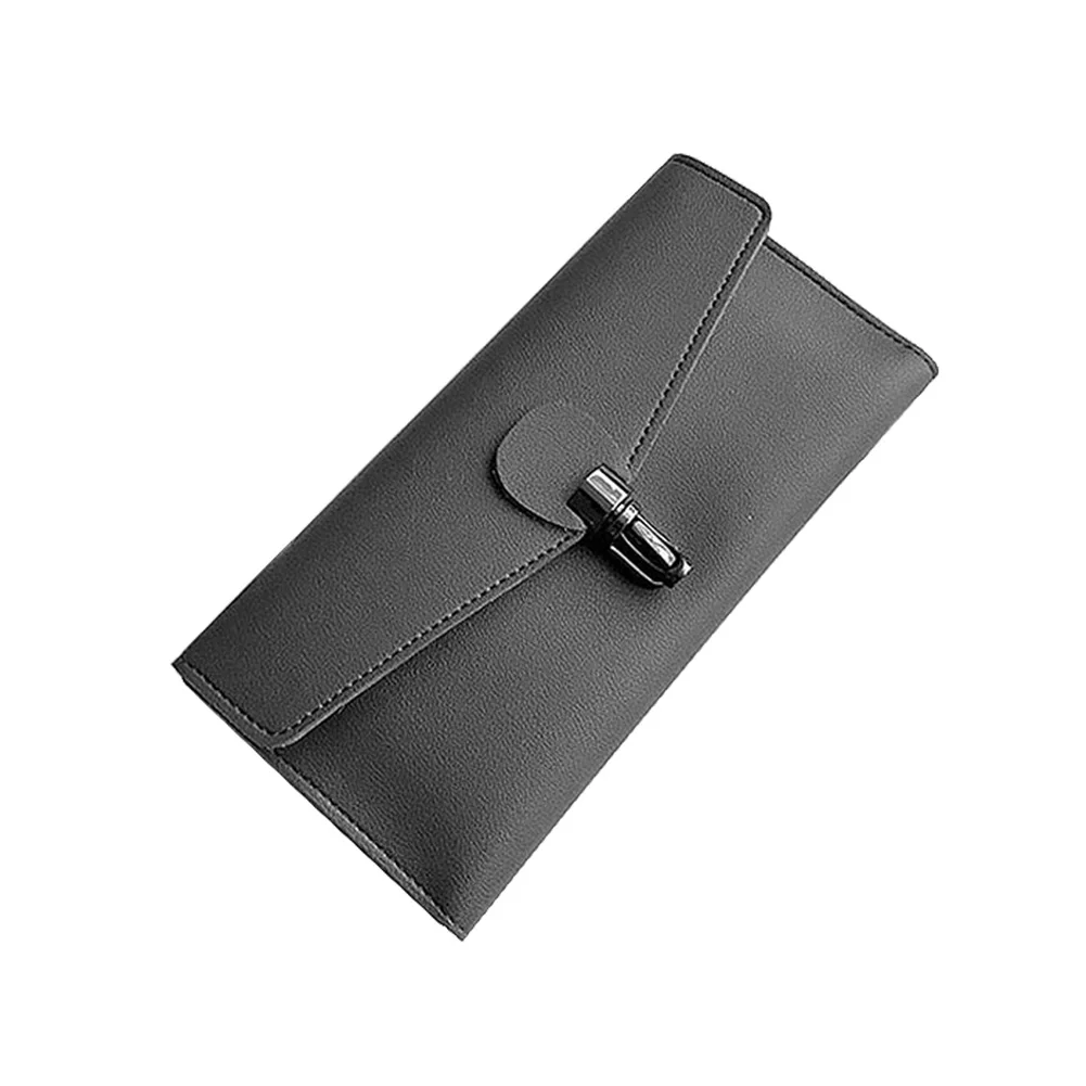 Модный корейский женский длинный кошелек кожаные однотонные сумки с отделением