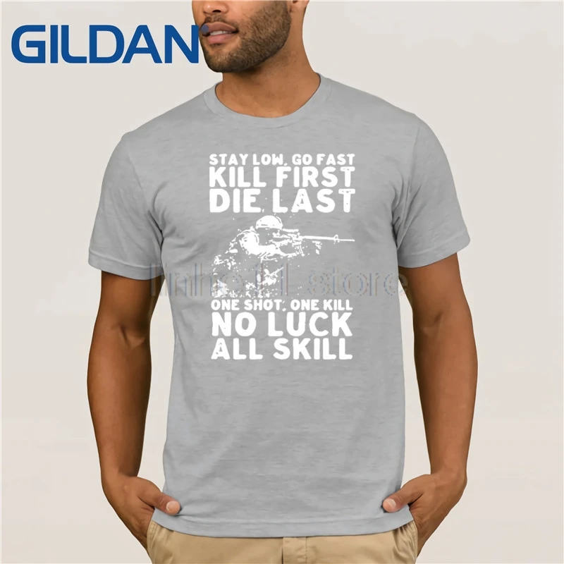 Футболка GILDAN U.S Veteran One shot one kill no luck Мужская футболка со всем мастерством|Мужские