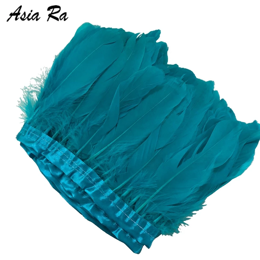 Оптовая продажа 10 м/лот окрашенное бирюзовое синее гусиное перо отделка реальное
