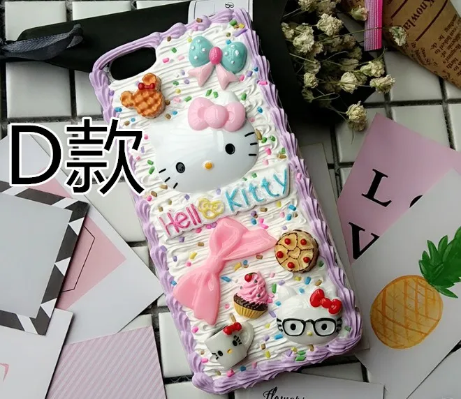 Для iphone 8 plus DIY чехол 3D KT cat Чехол Для Телефона iphone X 8 7 6 6s plus ручной работы кремовый карамельный чехол подарок для девочки для iphone 7 - Цвет: D