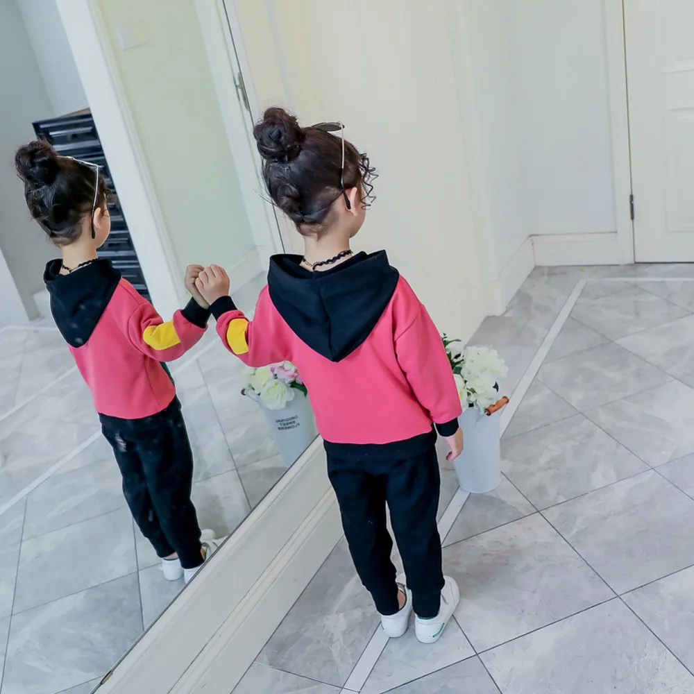 Детский комплект топы с длинными рукавами и штаны из двух предметов разноцветная