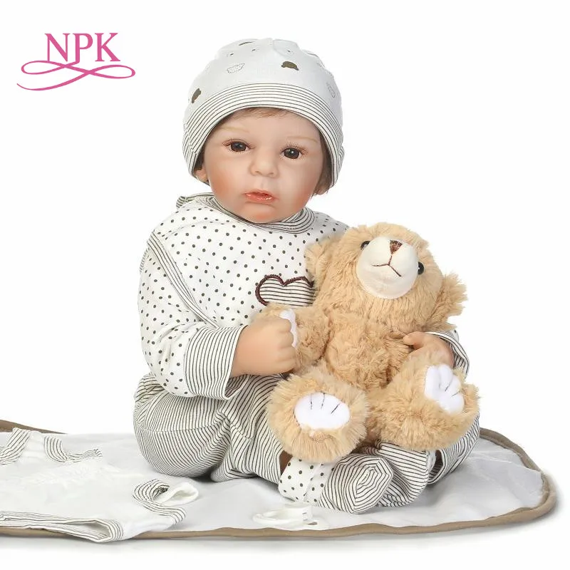 Реалистичные мягкие силиконовые куклы NPK 23 дюйма для новорожденных виниловые