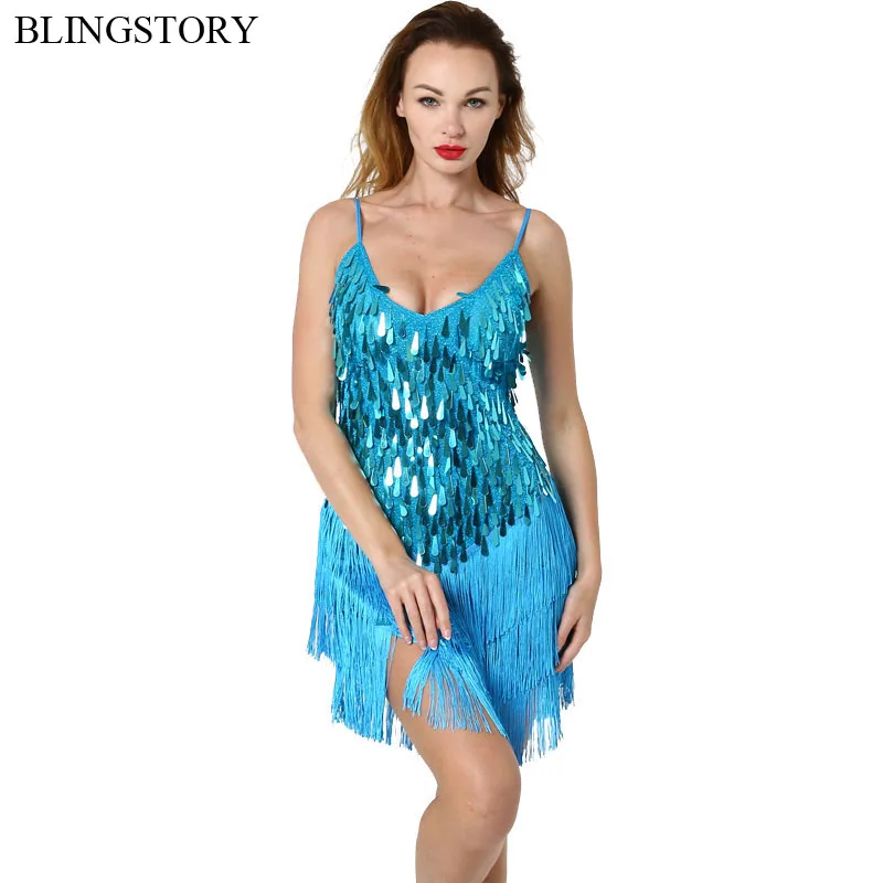 Женское платье с блестками BLINGSTORY для латиноамериканских танцев|latin dress|dance competition