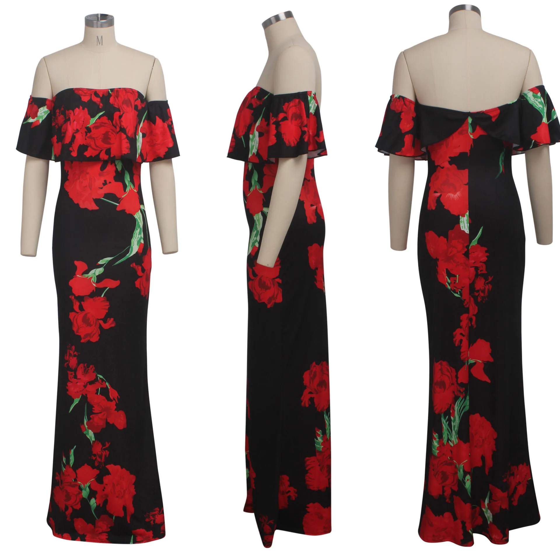 

Sexy Suudress Floral Print Strapless Holiday Long Dress Women Casual Off Shoulder Backless Evening Party Dresses Beach Vestidos