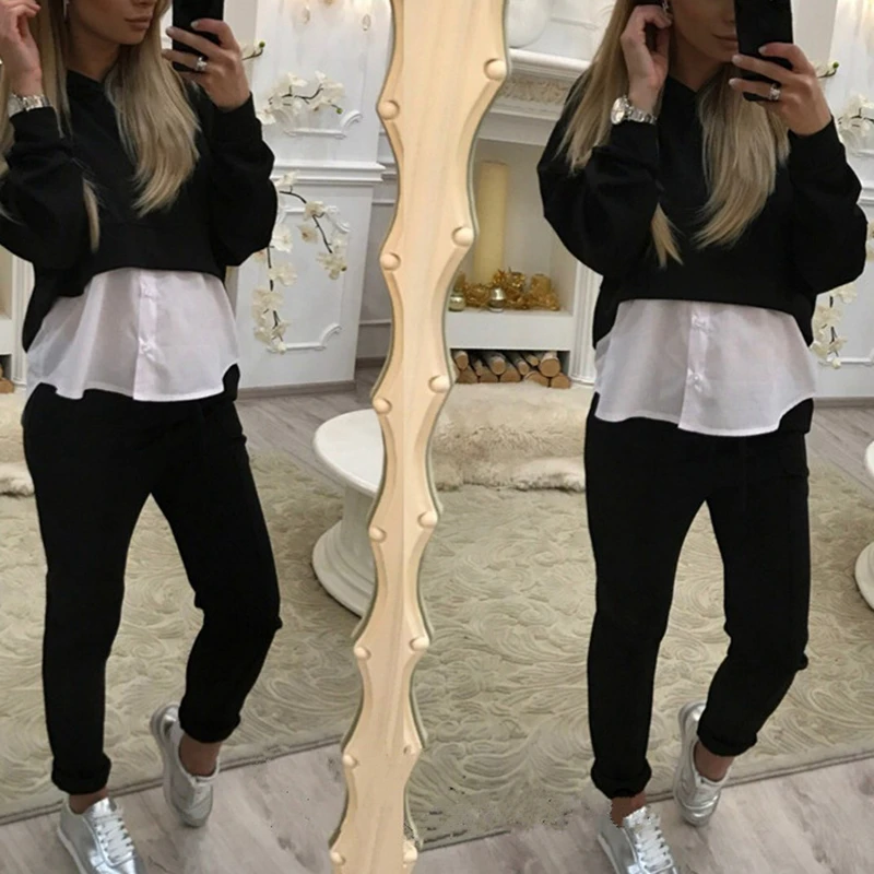 Лидер продаж комплект из 2 предметов спортивный костюм Весенние Женские кофты с