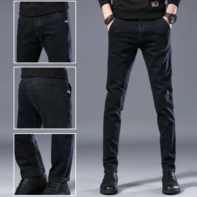 New Korean Style Men Jeans Slim Skinny Man Biker with Zippers Designer Stretch Fashion Casual Pants Pencils Trousers | Мужская одежда