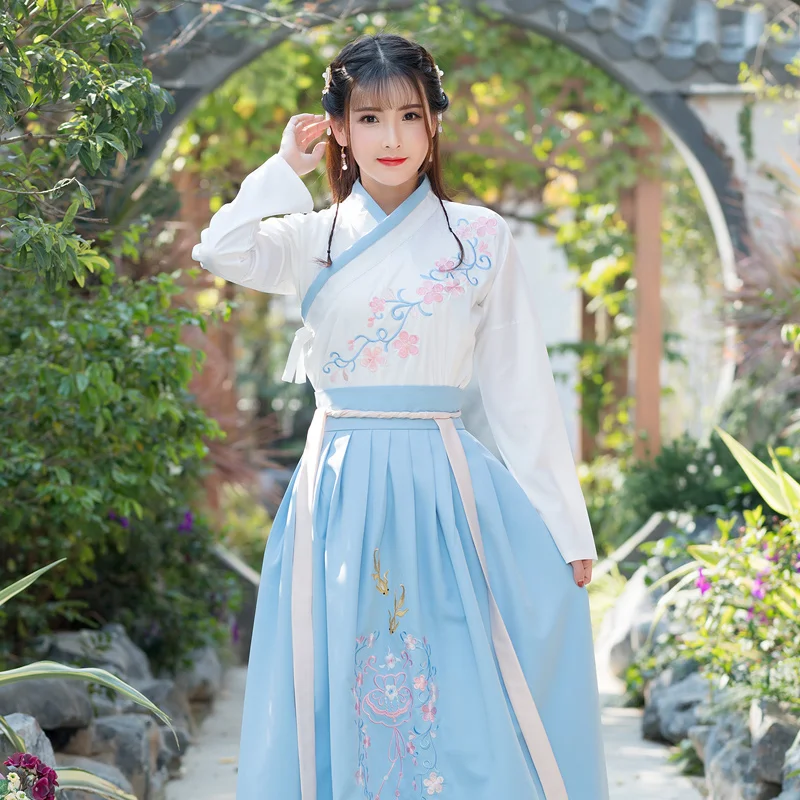 Chinese Style Women Hanfu Costume Embroidery Slim Ancient Traditional Elegant Tang Dynasty Princess Wear DL3760 | Тематическая