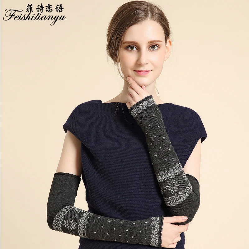 2018 теплые длинные перчатки женские гетры новые модные половинки варежки с