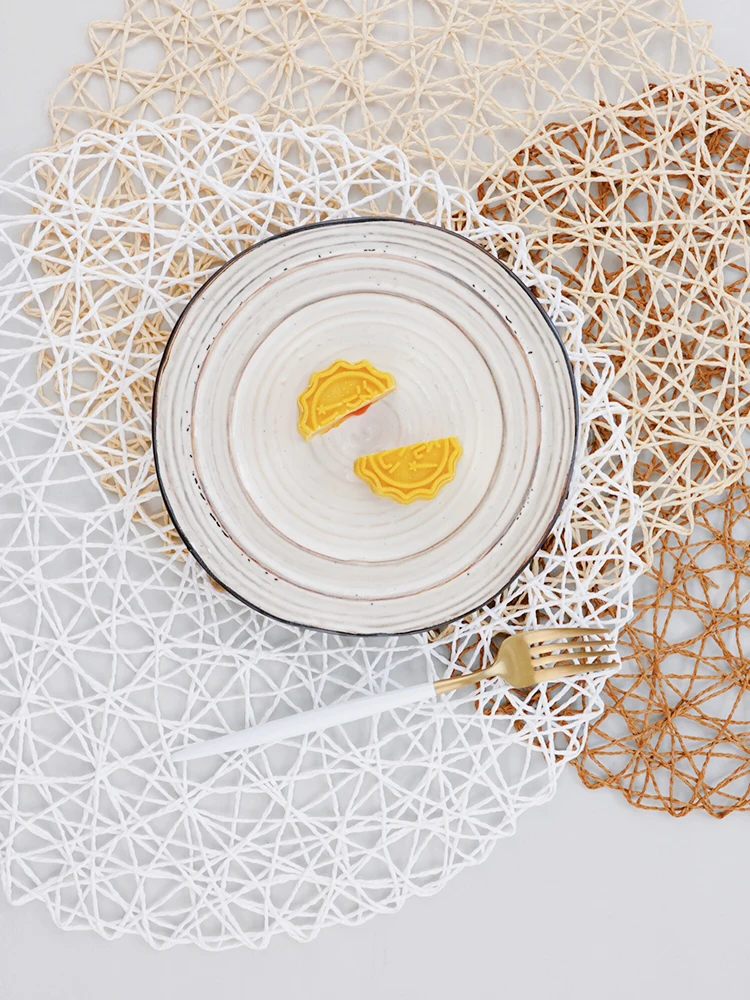

Hand-woven Mat Hollow Mats Photography Studio Props for Fruit Food Drinks Desktop Shooting Background Accessories Fotografia