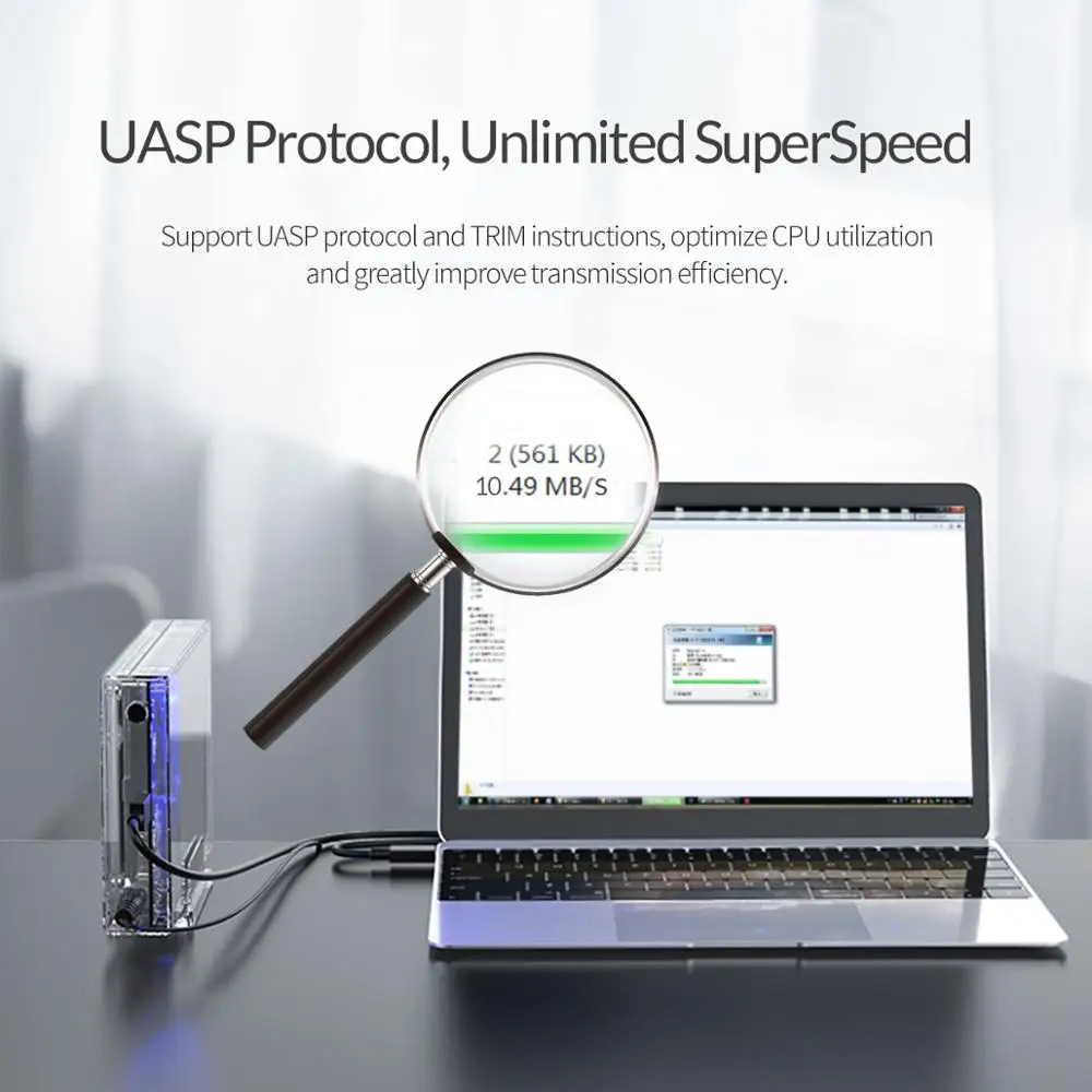 ORICO 3,5 дюймовый корпус для жесткого диска USB 3,1 type C 10 Гбит/с прозрачный чехол для жесткого диска SATA-USB C прозрачная док-станция для жесткого диска
