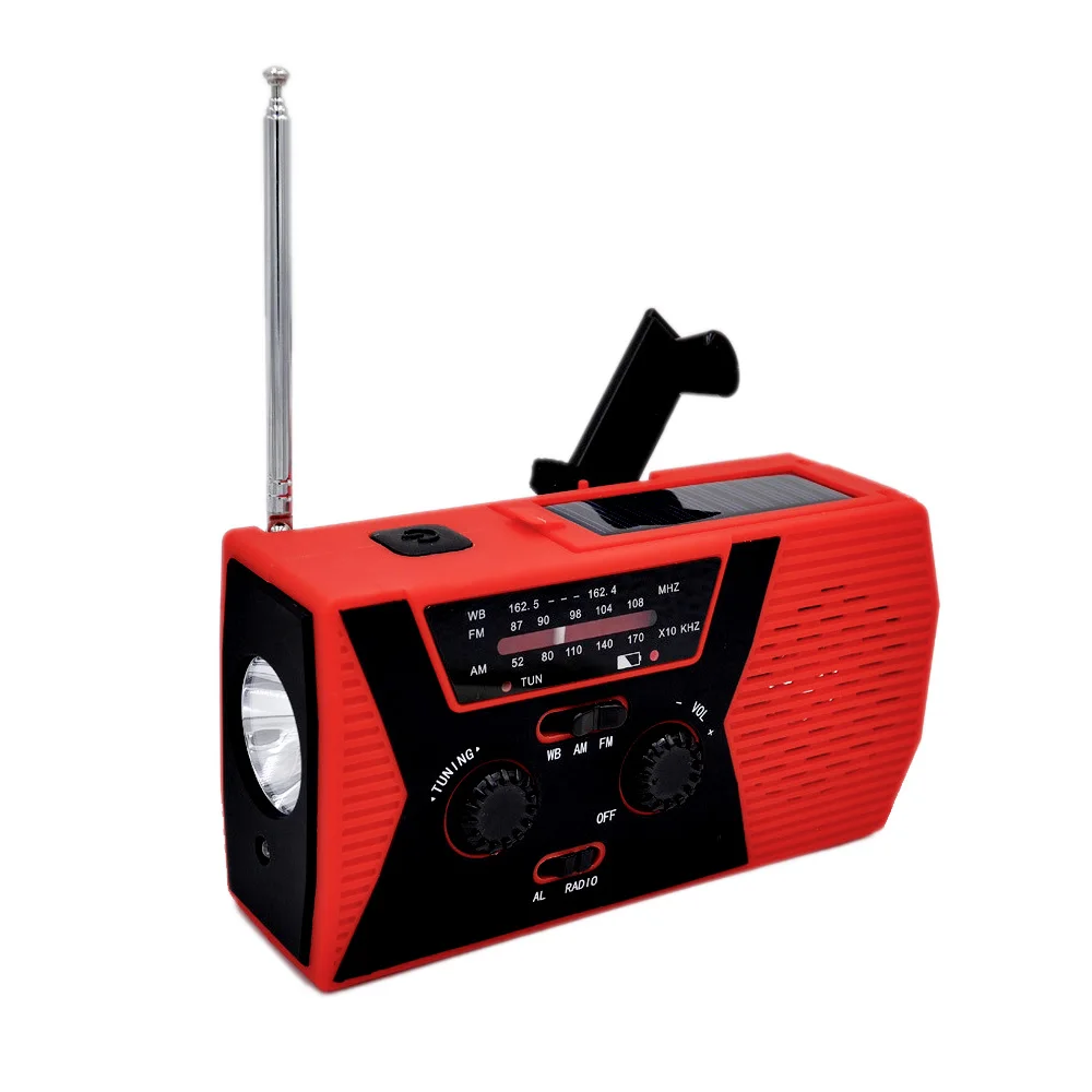 Red 5 в 1 Солнечный Crank AM портативное FM-радио для чрезвычайных открытый радио SOS фонарик лампа для чтения и 2000 мАч Мощность банк - Цвет: Red