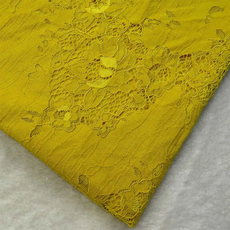 yellow lace fabric Элегантное женское платье, одежда, прядь, кружевная ткань, мягкая трикотажная ткань, ширина платья 150 см, Водорастворимая Вышивка, кружевная ткань - Цвет: yellow lace fabric