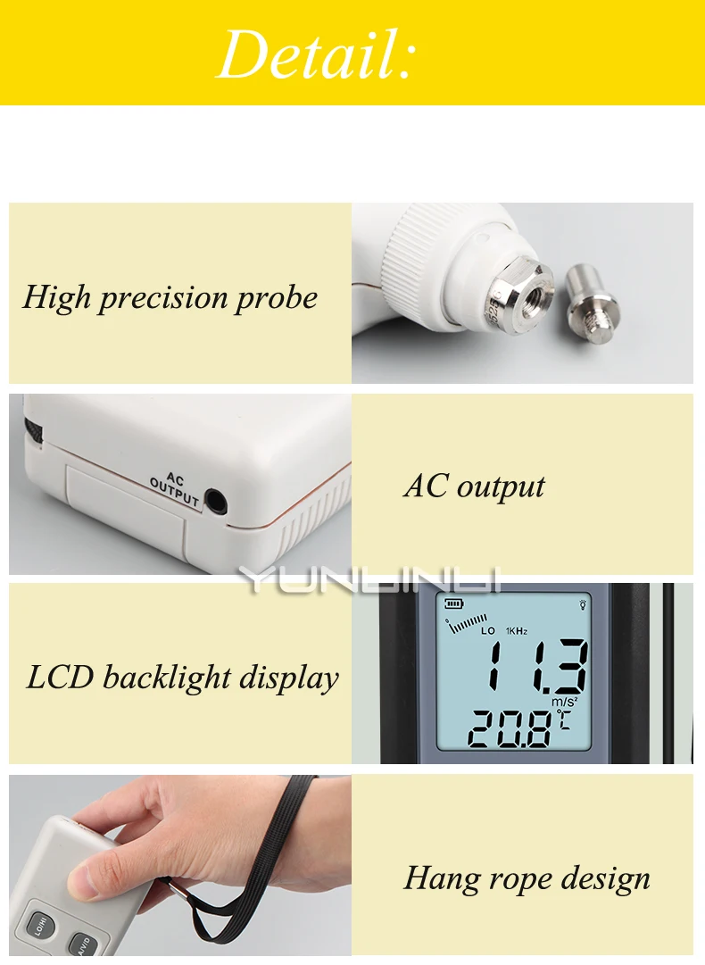 Цифровой измеритель вибрации высокоточный ручной мультиметр с ЖК дисплеем и