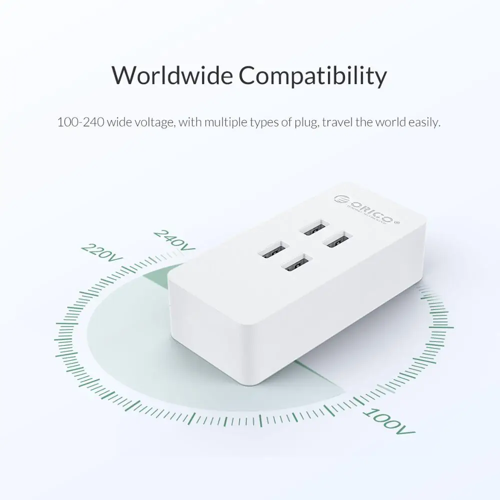 Смарт зарядное устройство ORICO Mini 4 порта USB 5V2.4A * макс. выход 20 Вт настольное для