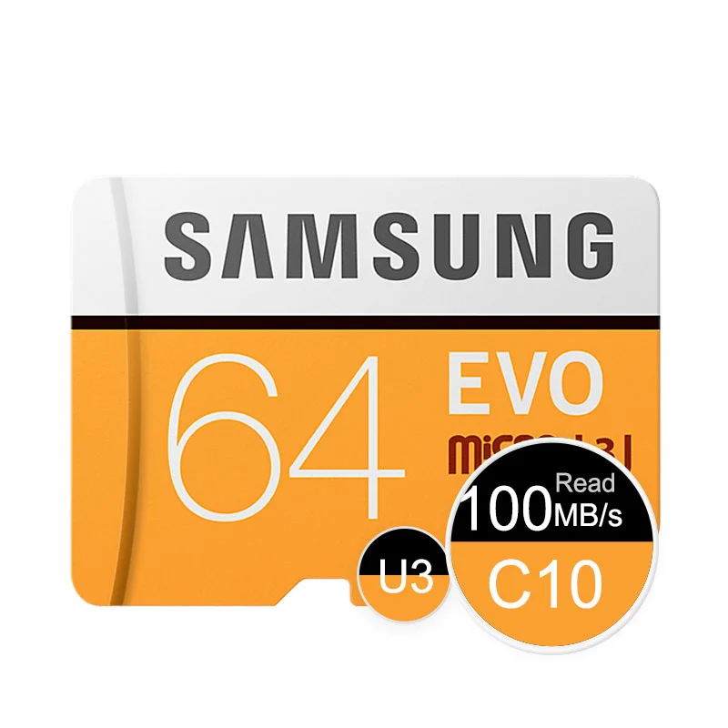 SAMSUNG EVO емкостью 64 Гб U3 слот для карт памяти Class10 Micro SD TF/SD карты C10 R100MB/S MicroSD XC UHS-1 Поддержка 4 K UItra HD