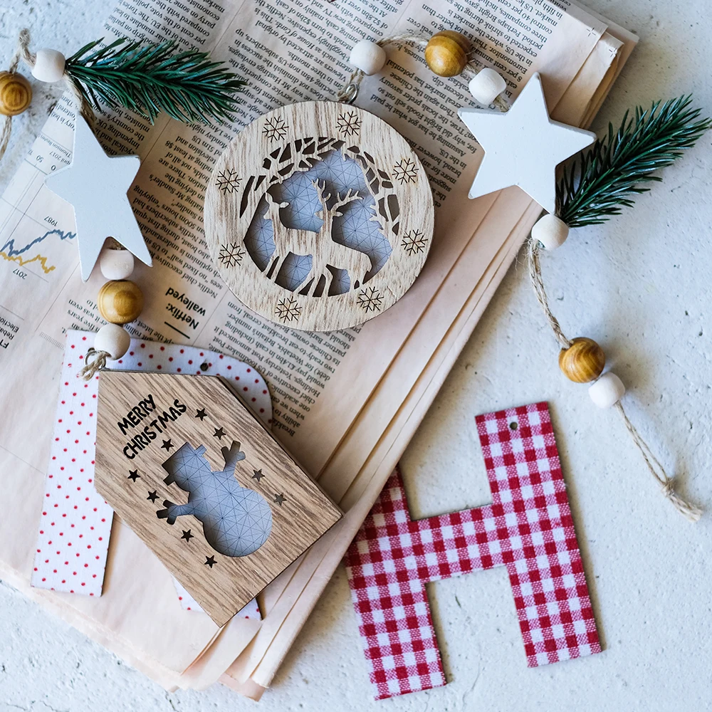 Винтажный стиль дерево Рождественское украшение креативный полый Снеговик