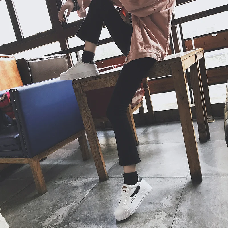 Женская Повседневная обувь 2018 Сезон весна-лето Обувь из искусственной кожи на