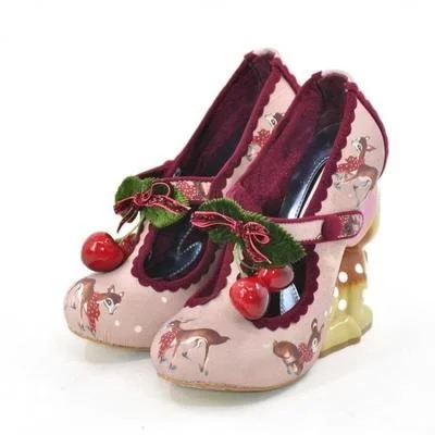 Обувь на каблуке с изображением оленя туфли лодочки высоком круглым носком