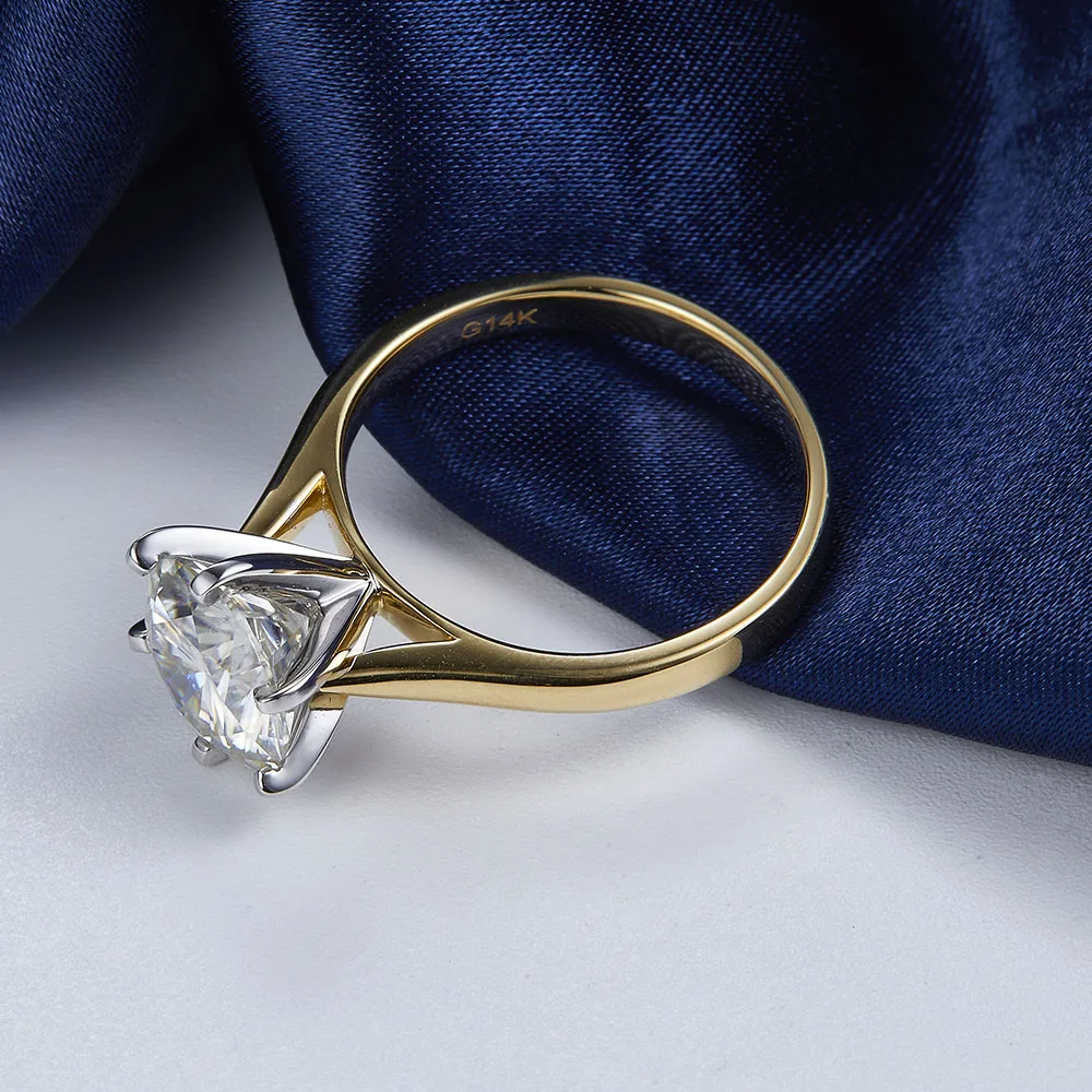 Женское Обручальное Кольцо NiceGems 14K 585 двухцветное Золотое моиссанитовое кольцо