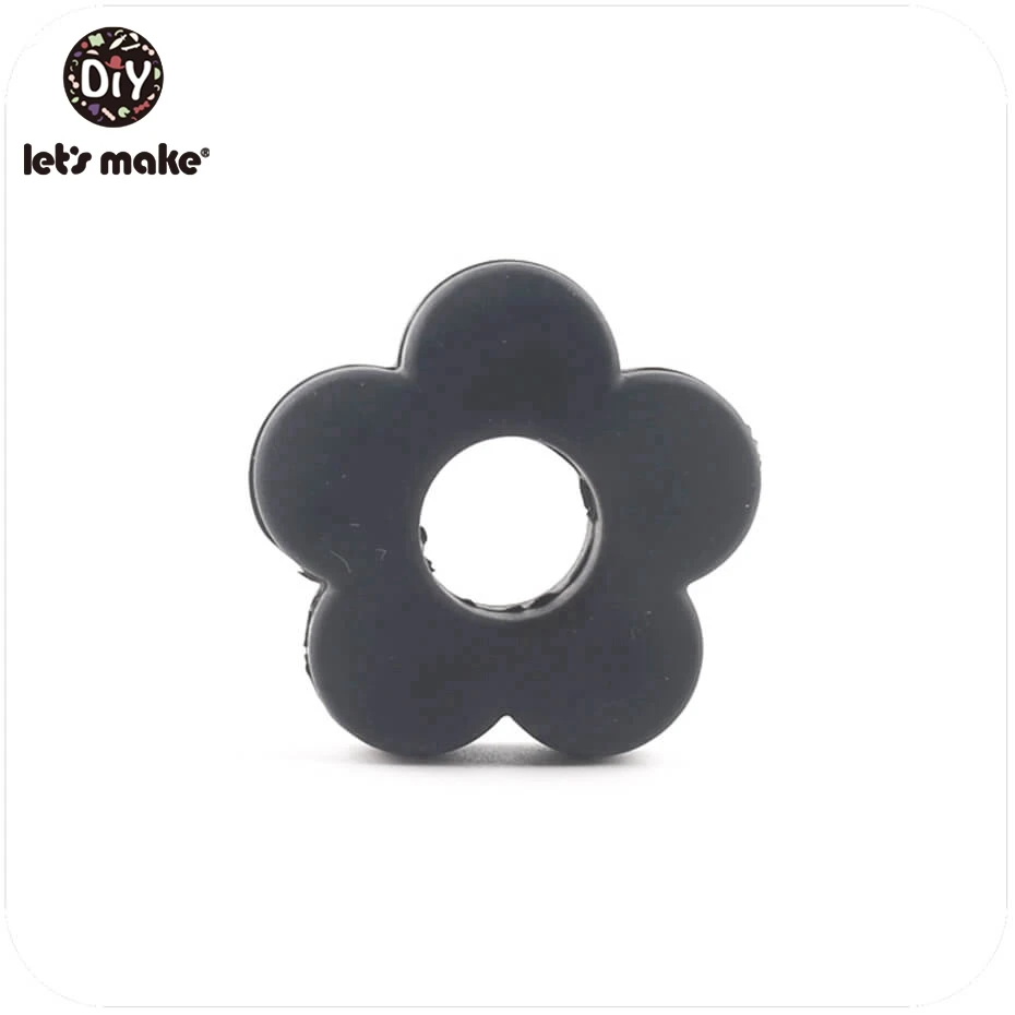 flower black Давайте изготовим Силиконовые Прорезыватели в виде бабочек, 10 шт., без бисероплетения, силиконовые бусины, картонная коробка, сделай сам, мобильная детская коляска, Детские Прорезыватели - Цвет: flower black