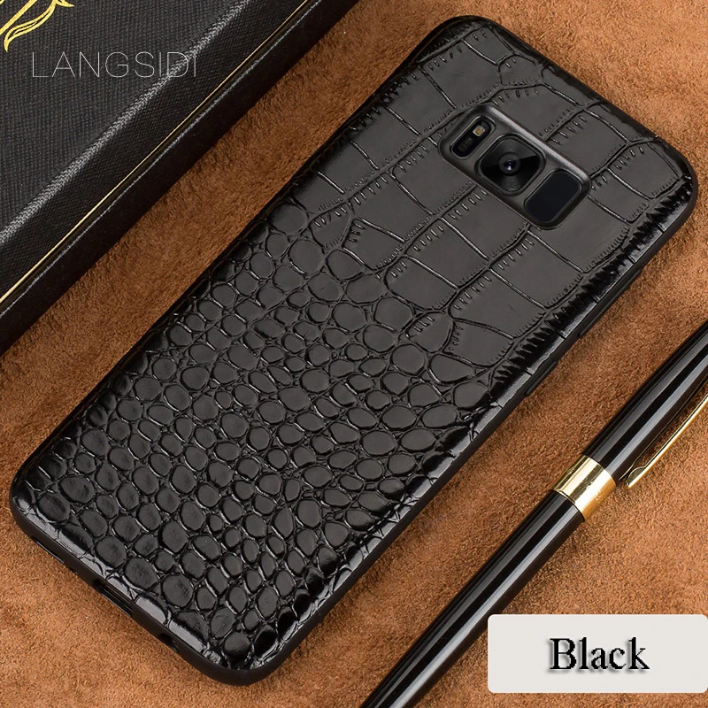 wangcangli phone case For Samsung Galaxy S8 Plus Real Calf leather Back Cover Case/crocodile texture Leather Case |