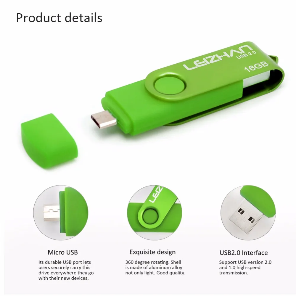 LEIZHAN otg usb флэш накопитель для Android/планшета/ПК 128 Гб 64 ГБ 32 16 8 4 карта памяти micro stick|USB